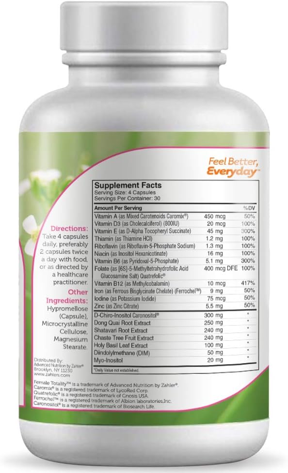 Certified Kosher Fertility Prenatal Vitamins for Women, 120 Capsules by Zahler Female Totality