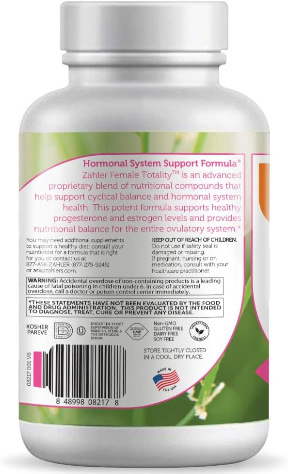 Certified Kosher Fertility Prenatal Vitamins for Women, 120 Capsules by Zahler Female Totality