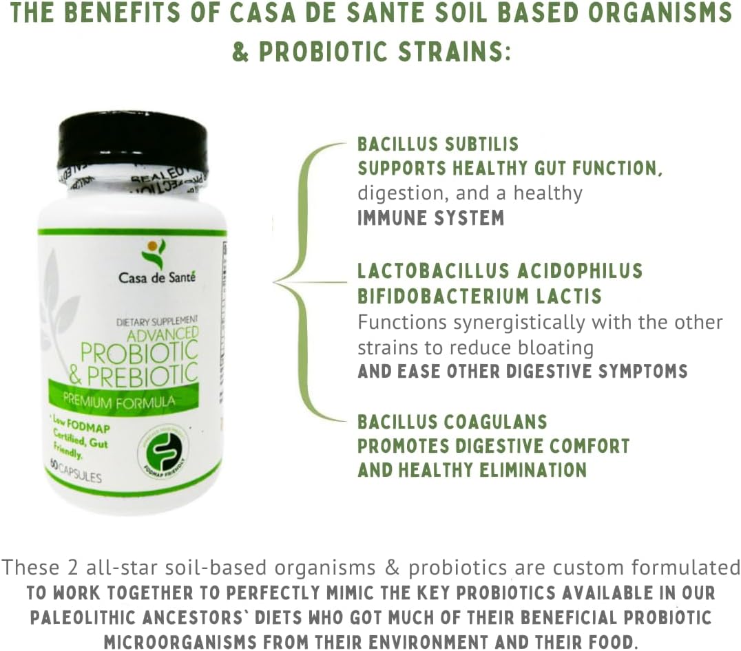 Certified Low FODMAP Probiotic & Prebiotic Supplement for IBS, IBD, SIBO - Dairy Free, Vegan, Non GMO - No Gas or Bloating - 60 Capsules
