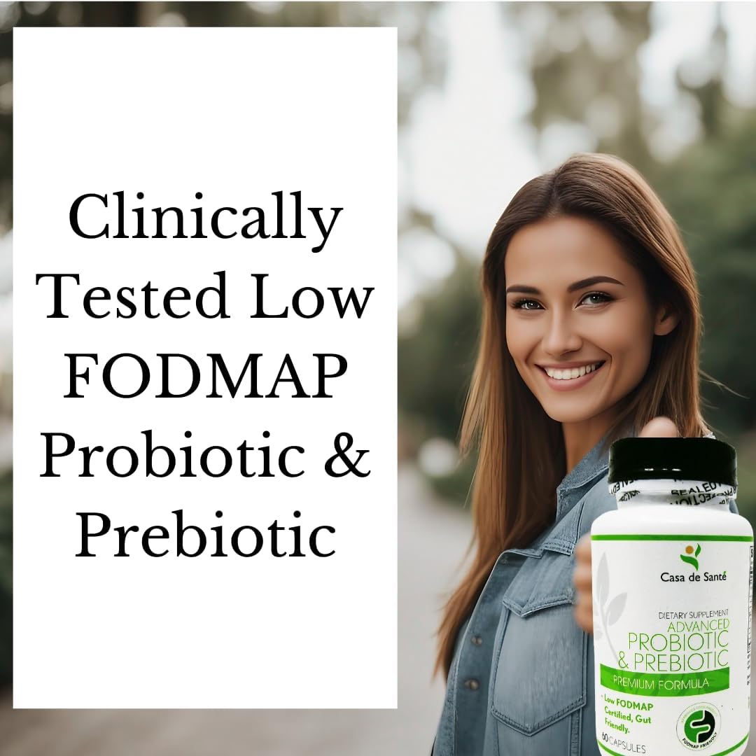 Certified Low FODMAP Probiotic & Prebiotic Supplement for IBS, IBD, SIBO - Dairy Free, Vegan, Non GMO - No Gas or Bloating - 60 Capsules