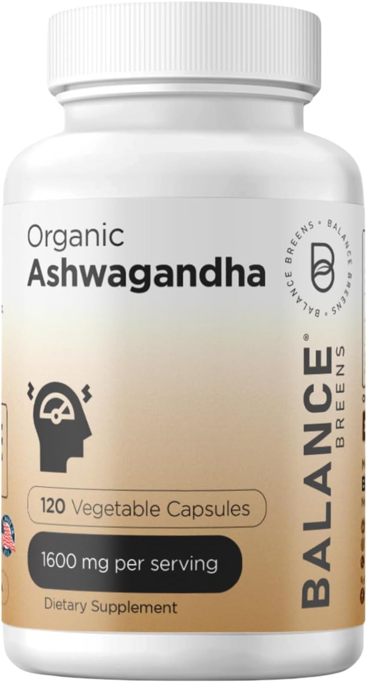 Certified Organic Ashwagandha 1600 mg + Balancebreens Bromelain 500mg Capsules Combo Pack