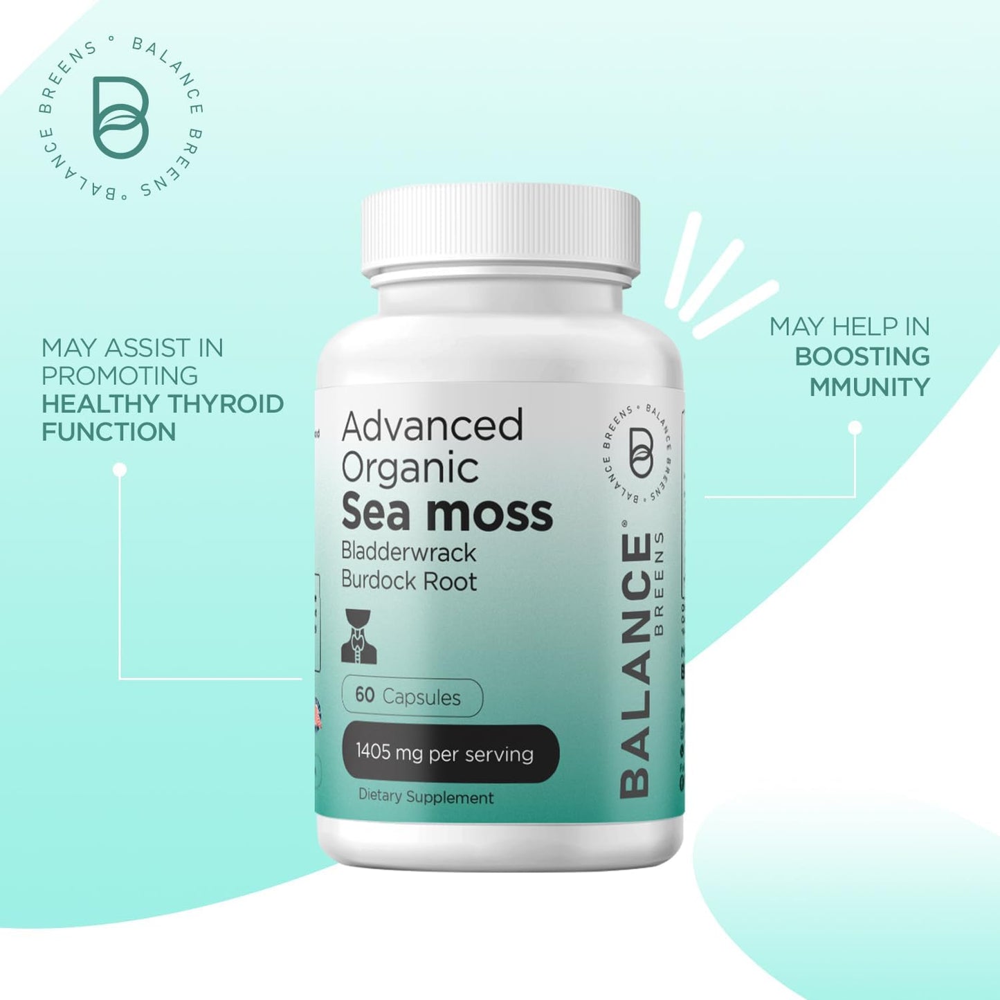 Certified Organic Ashwagandha 1600mg + Advanced Irish Sea Moss Supplement Combo by Balancebreens