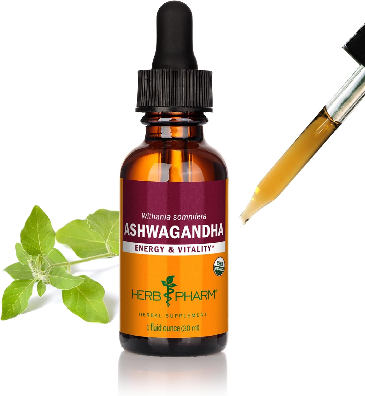 Certified Organic Ashwagandha Extract for Energy and Vitality - Herb Pharm - 1 oz