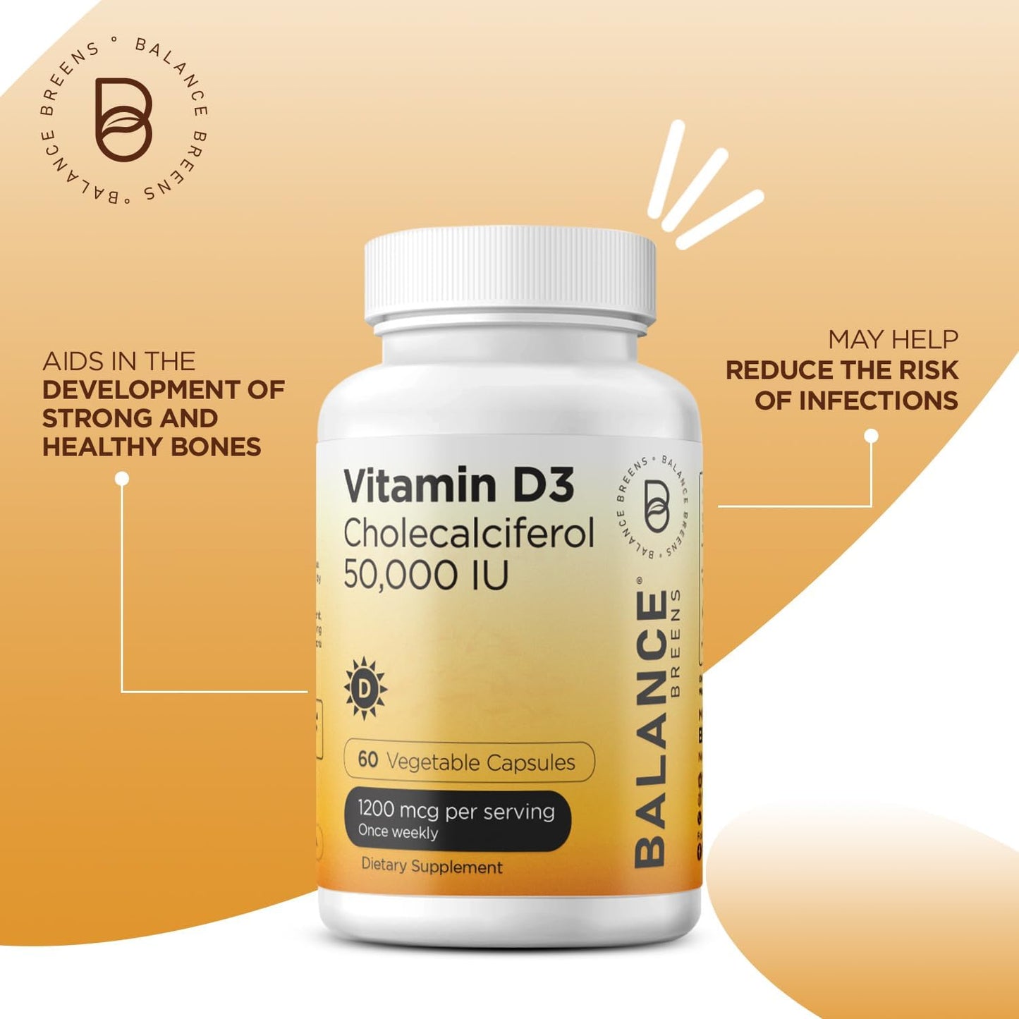 Certified Organic Ashwagandha & Vitamin D3 1600 mg + 50,000 IU Supplement Combo by Balancebreens