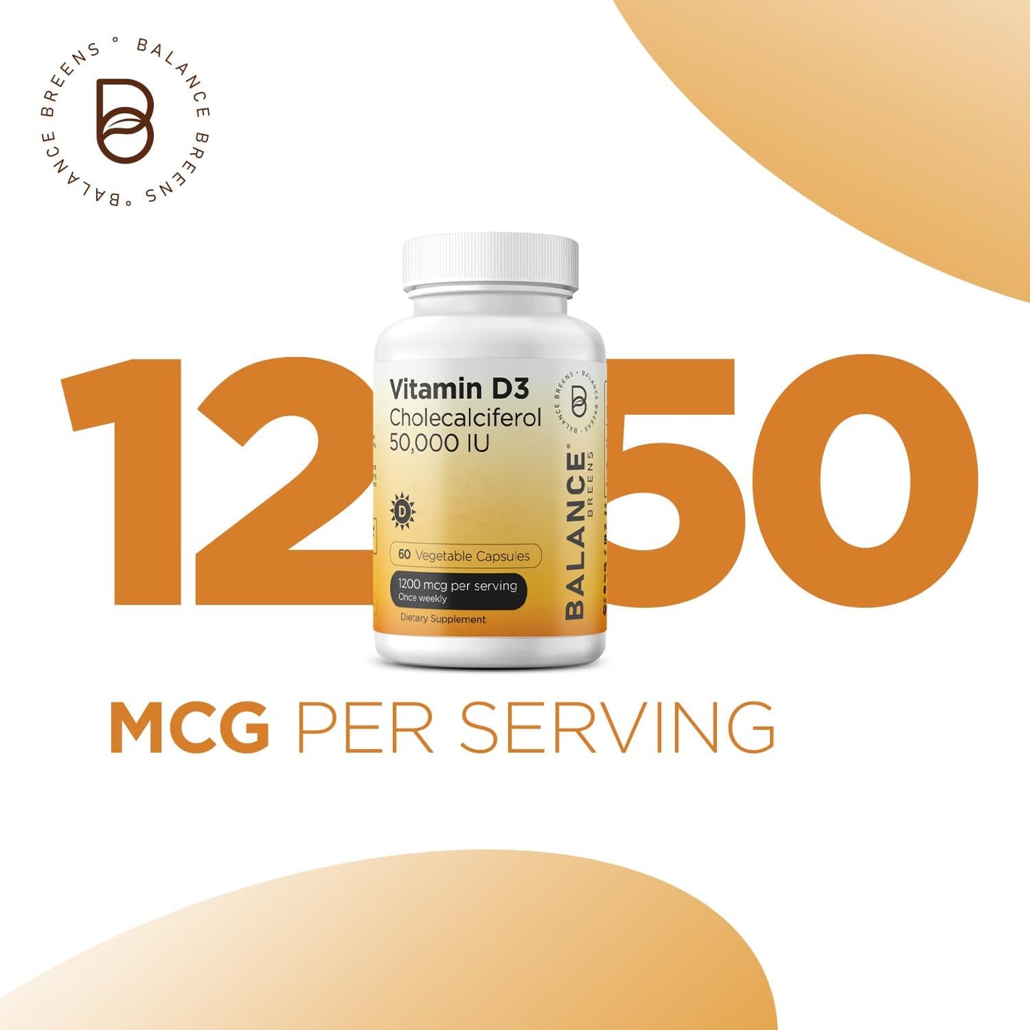 Certified Organic Ashwagandha & Vitamin D3 1600 mg + 50,000 IU Supplement Combo by Balancebreens