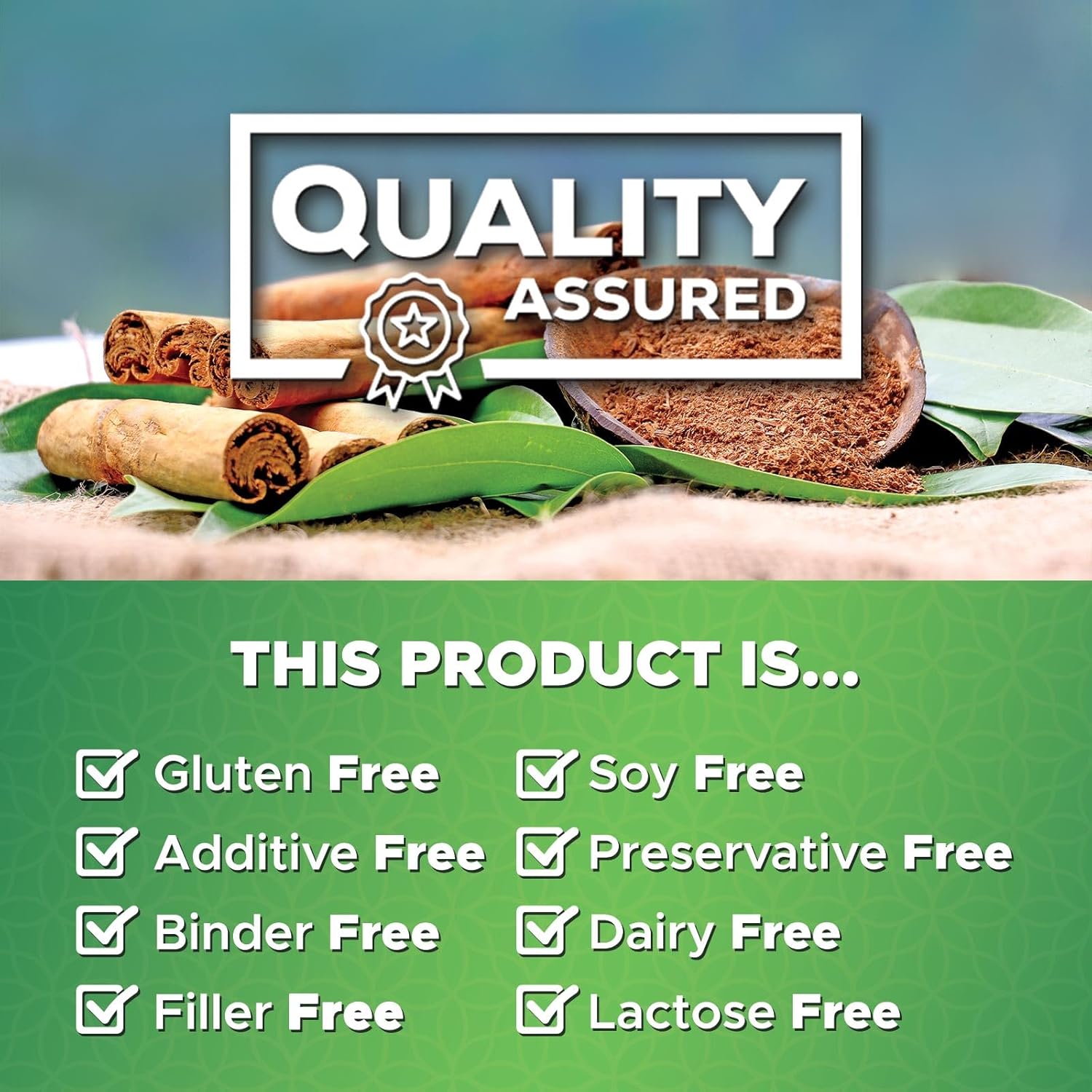 Certified Organic Ceylon Cinnamon Capsules - 1800mg Pure Cinnamon Supplements - Vegan Antioxidant Pills - Non-GMO Gluten Free - 120 Count