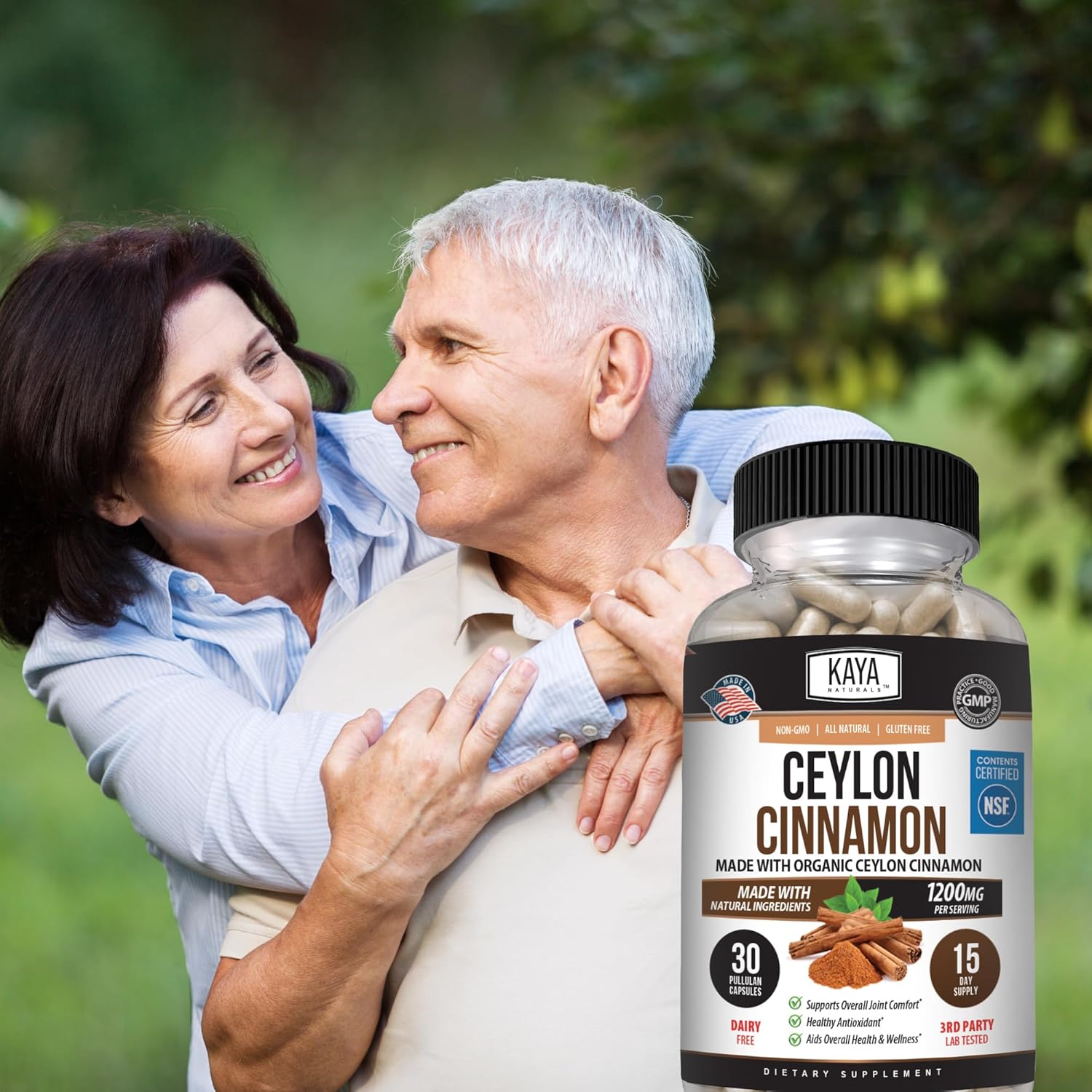 Certified Organic Ceylon Cinnamon Supplement - 1200mg per Serving | Vegan & Non-GMO - 30 Capsules