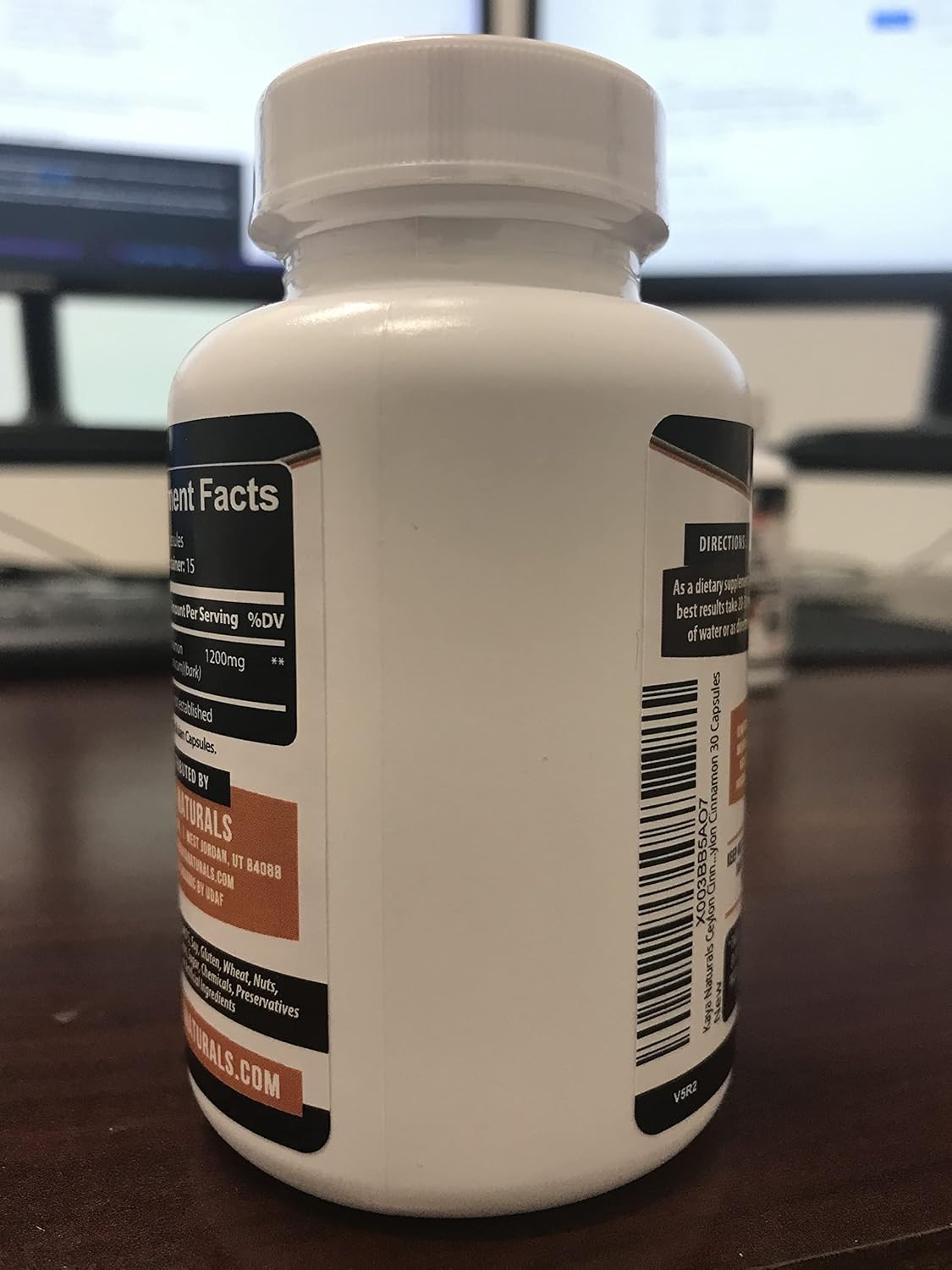 Certified Organic Ceylon Cinnamon Supplement - 1200mg per Serving | Vegan & Non-GMO - 30 Capsules