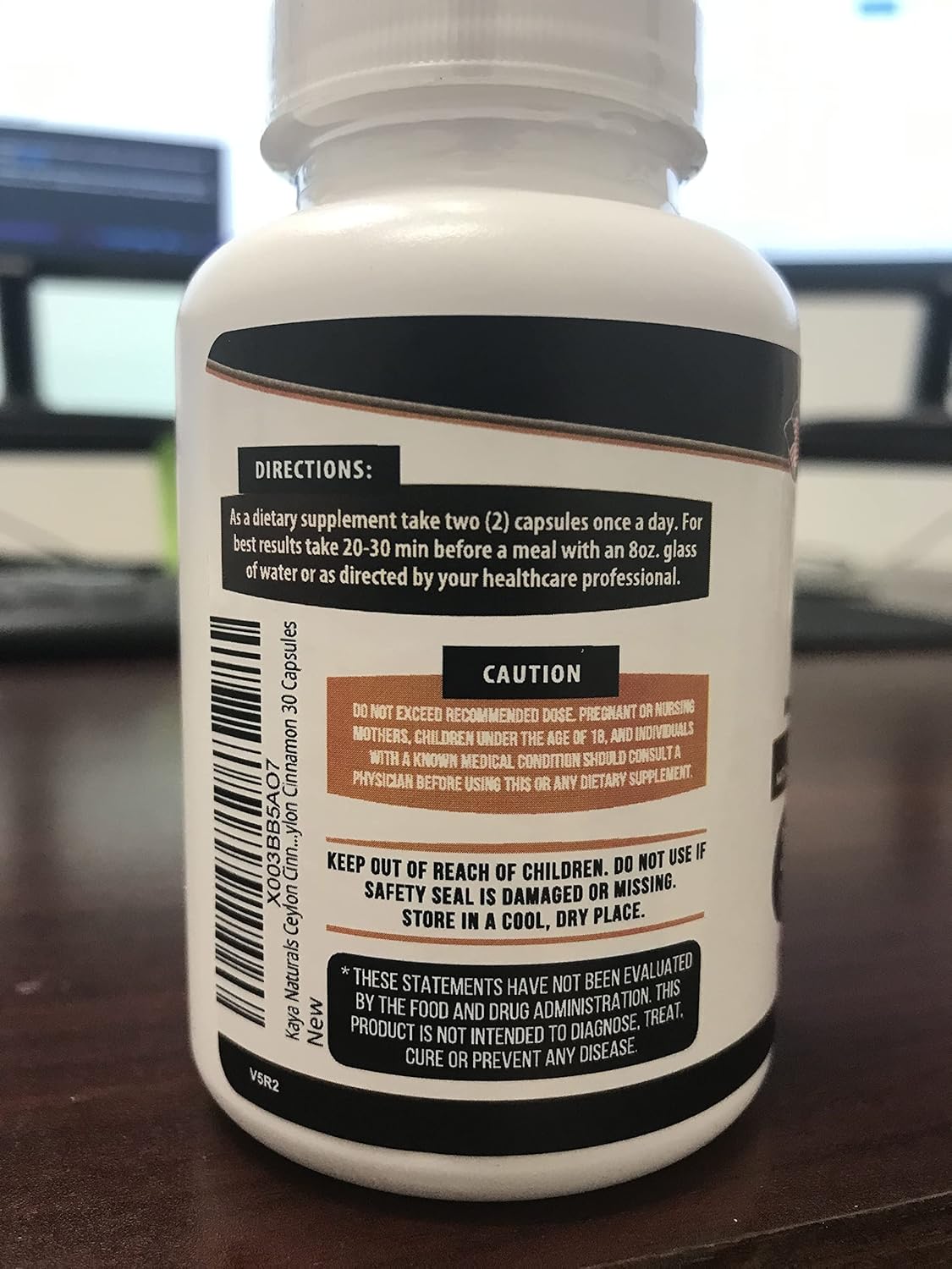 Certified Organic Ceylon Cinnamon Supplement - 1200mg per Serving | Vegan & Non-GMO - 30 Capsules