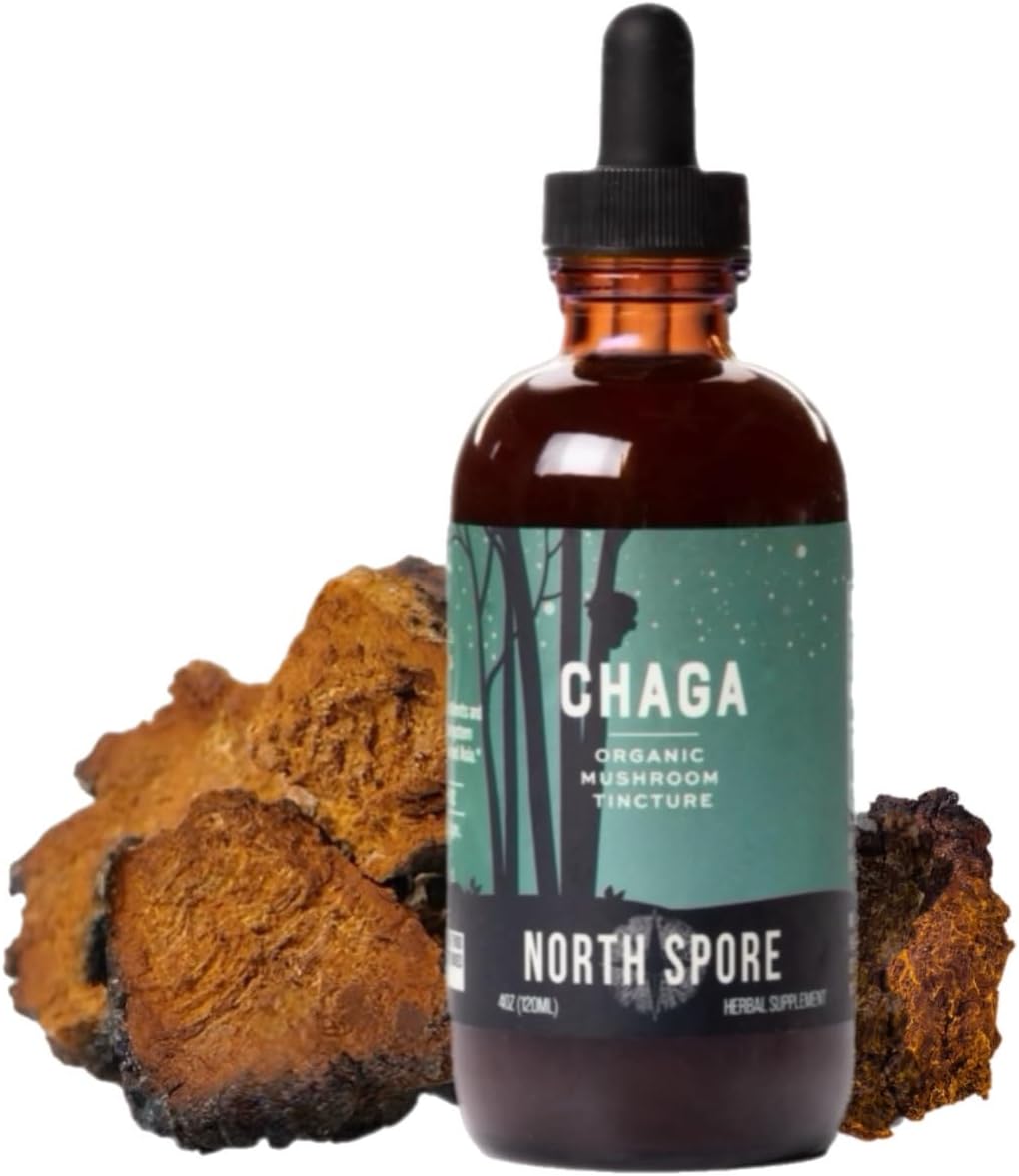 Certified Organic Chaga Mushroom Tincture (4 oz) | Immune Support, Energy, & Balance | Vegan, Non-GMO | Adaptogenic, Nootropic | Made in USA