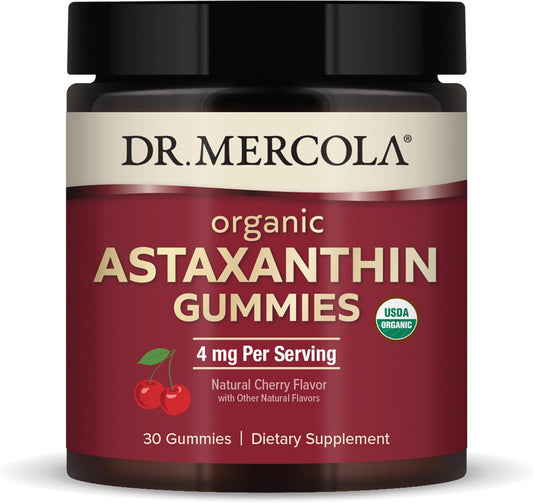 Certified Organic Dr. Mercola Astaxanthin Gummies - Immune Support Dietary Supplement, 30 Servings of 4mg Non-GMO Astaxanthin