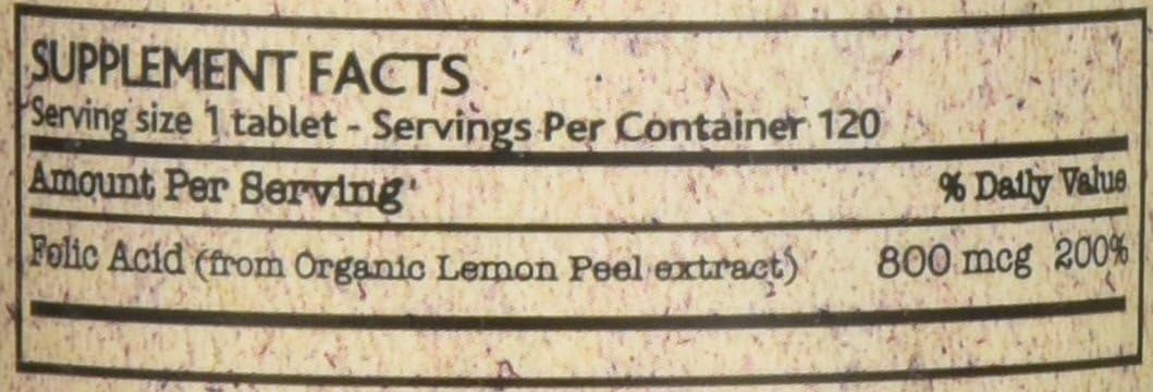 Certified Organic Folic Acid Tablets - 120 Count by Futurebiotics