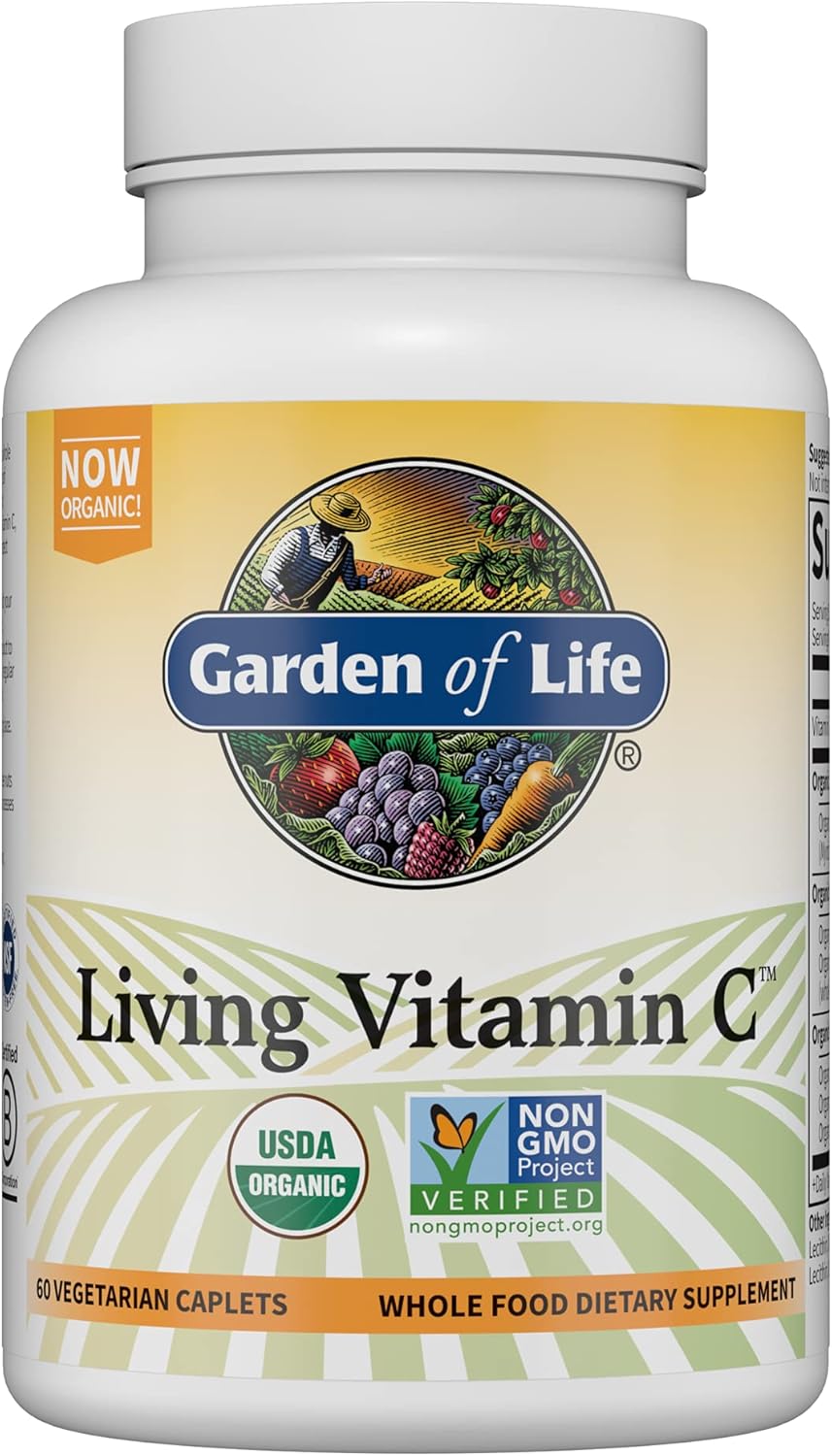 Certified Organic Garden of Life Vitamin C with Antioxidants & Citrus Bioflavonoids - Non-GMO Whole Food Supplement, 60 Count