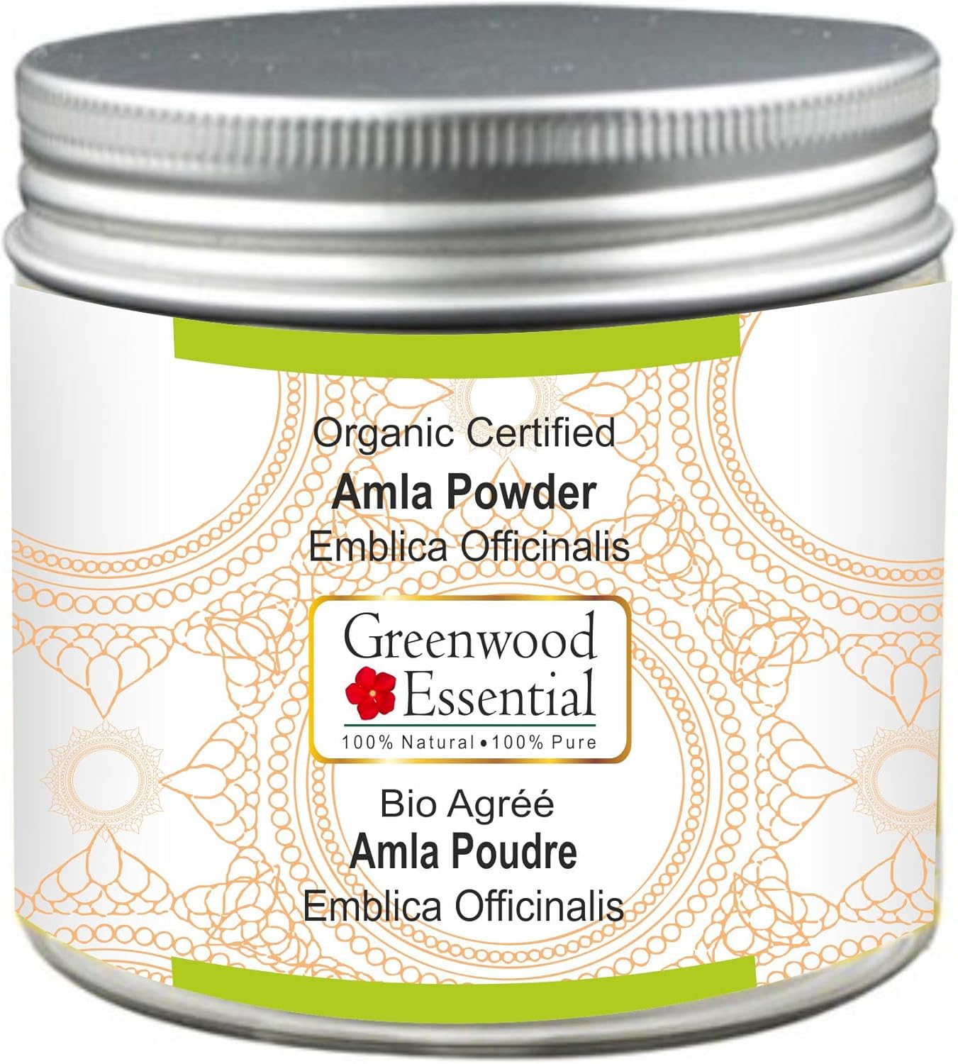 Certified Organic Greenwood Essential Pure Amla Powder - 100% Natural Therapeutic Grade 100gm