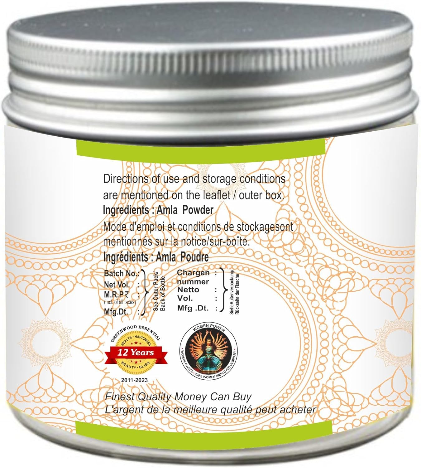 Certified Organic Greenwood Essential Pure Amla Powder - 100% Natural Therapeutic Grade 100gm