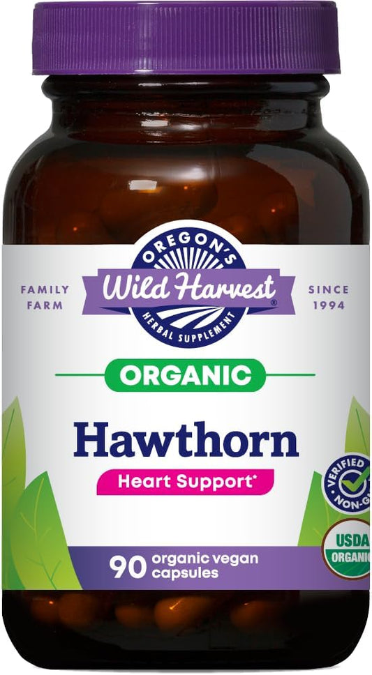 Certified Organic Hawthorn Capsules by Oregon's Wild Harvest - 1200mg, 90 Count for Natural Health