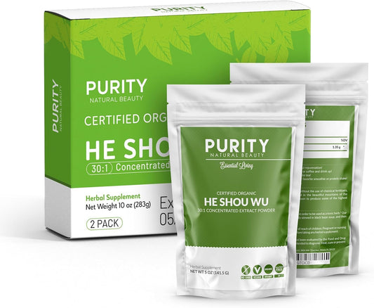 Certified Organic He Shou Wu Extract - Large 10oz Bag - 30:1 Concentrated Foti Extract - Purity Natural Beauty Fo ti He Shou Wu Organic Pack