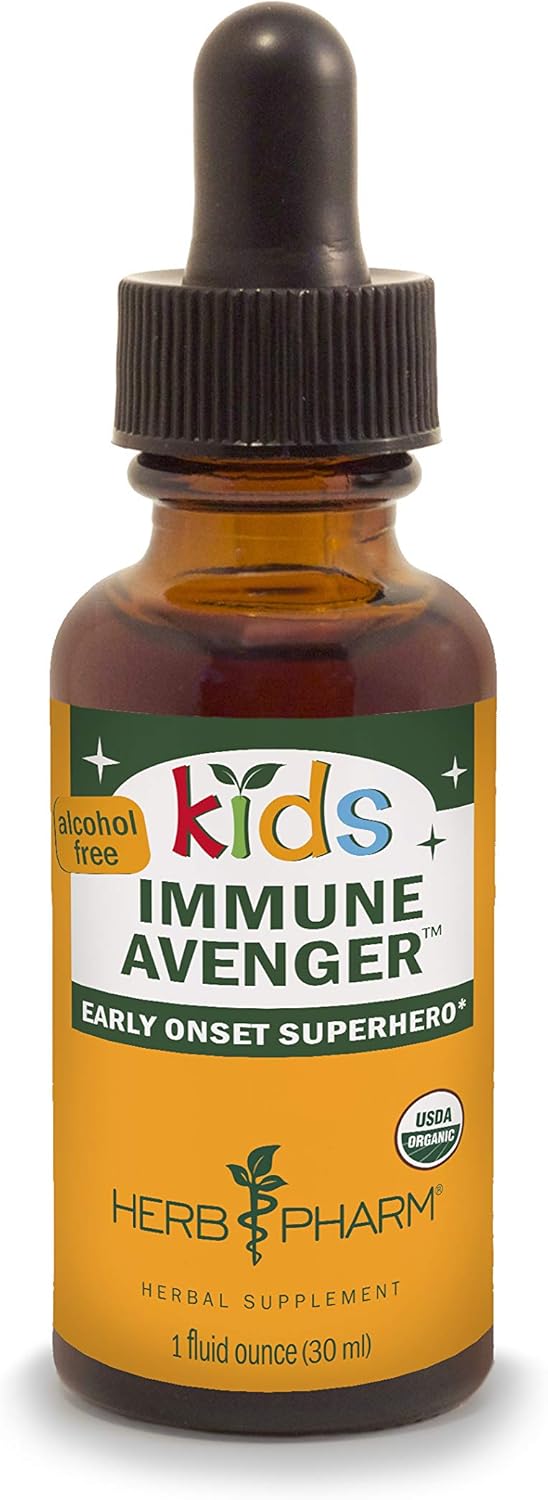 Certified-Organic Immune Avenger Formula for Kids + Mullein Garlic Ear Oil - 1oz Each