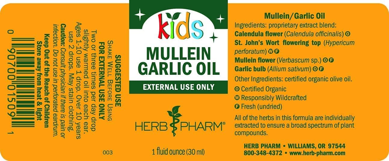 Certified-Organic Immune Avenger Formula for Kids + Mullein Garlic Ear Oil - 1oz Each