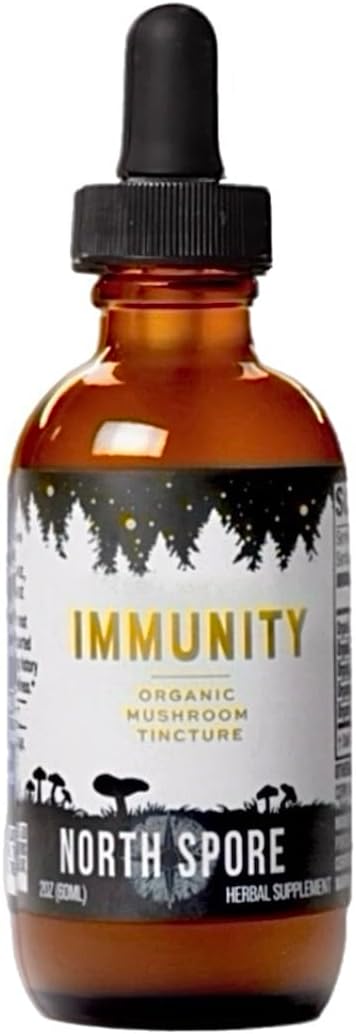 Certified Organic Immune Support Mushroom Tincture (2 oz) | Fruiting Body Extracts | Reishi, Chaga, Turkey Tail, Maitake, Shiitake | Vegan, Non-GMO | Made in USA
