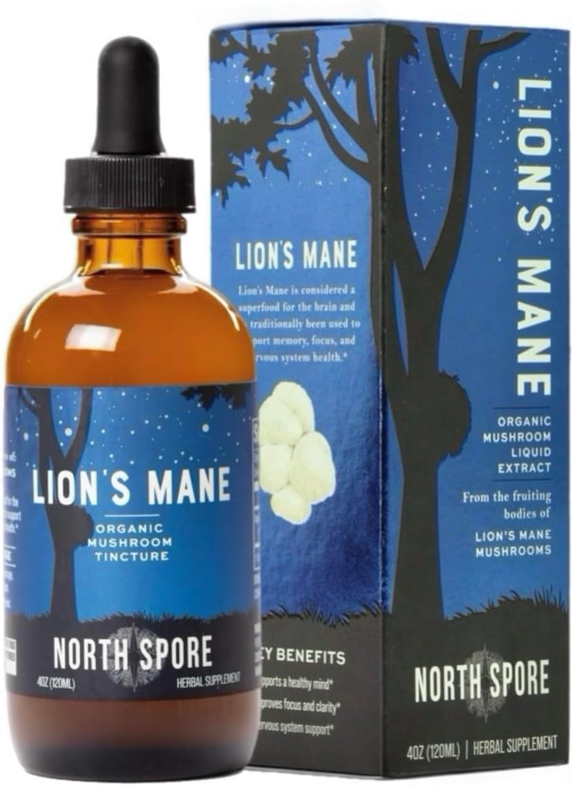 Certified Organic Lion's Mane Mushroom Tincture (2 oz) | USA-Made Fruiting Body Extract | Boost Focus & Memory | Vegan & Non-GMO | Adaptogenic Nootropic