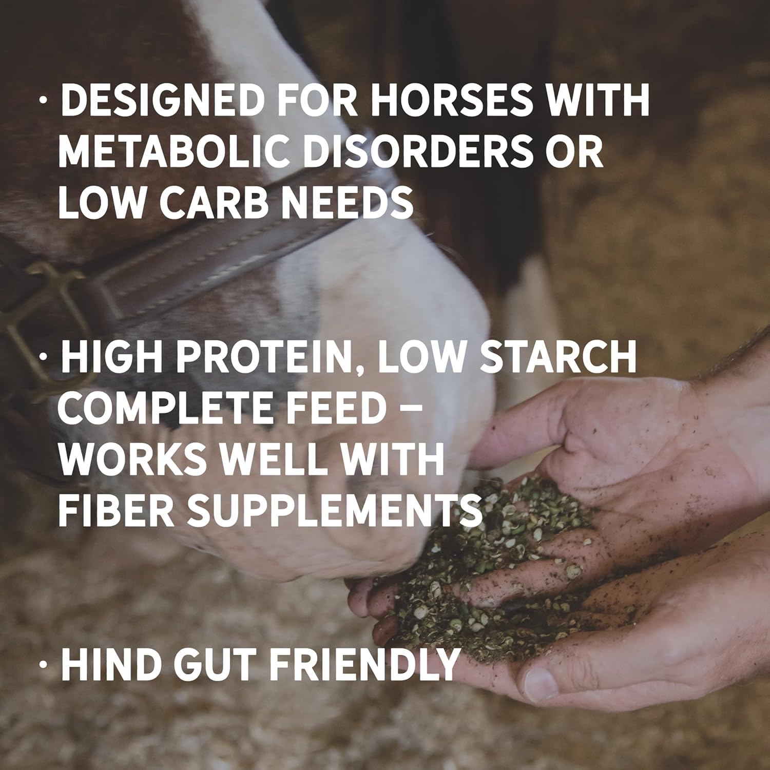 Certified Organic Low Starch Horse Feed for Metabolic Disorders | Corn and Soy-Free | 16% Protein | Non-GMO | 40 lbs