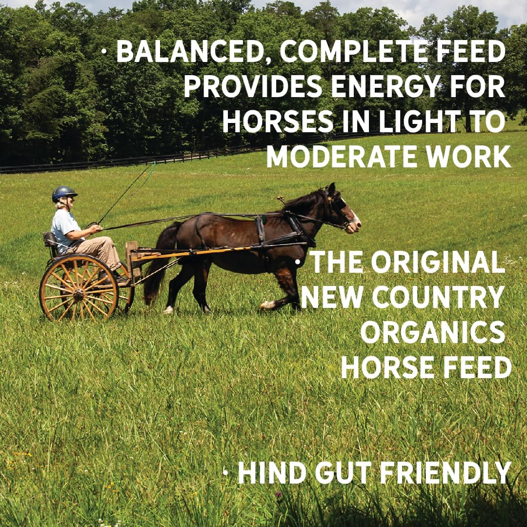 Certified Organic Performance Horse Feed with 12% Protein - Corn-Free and Soy-Free - 40 lbs Horse Feeder with Grains and Oats - Ideal for Horses in Light to Moderate Work