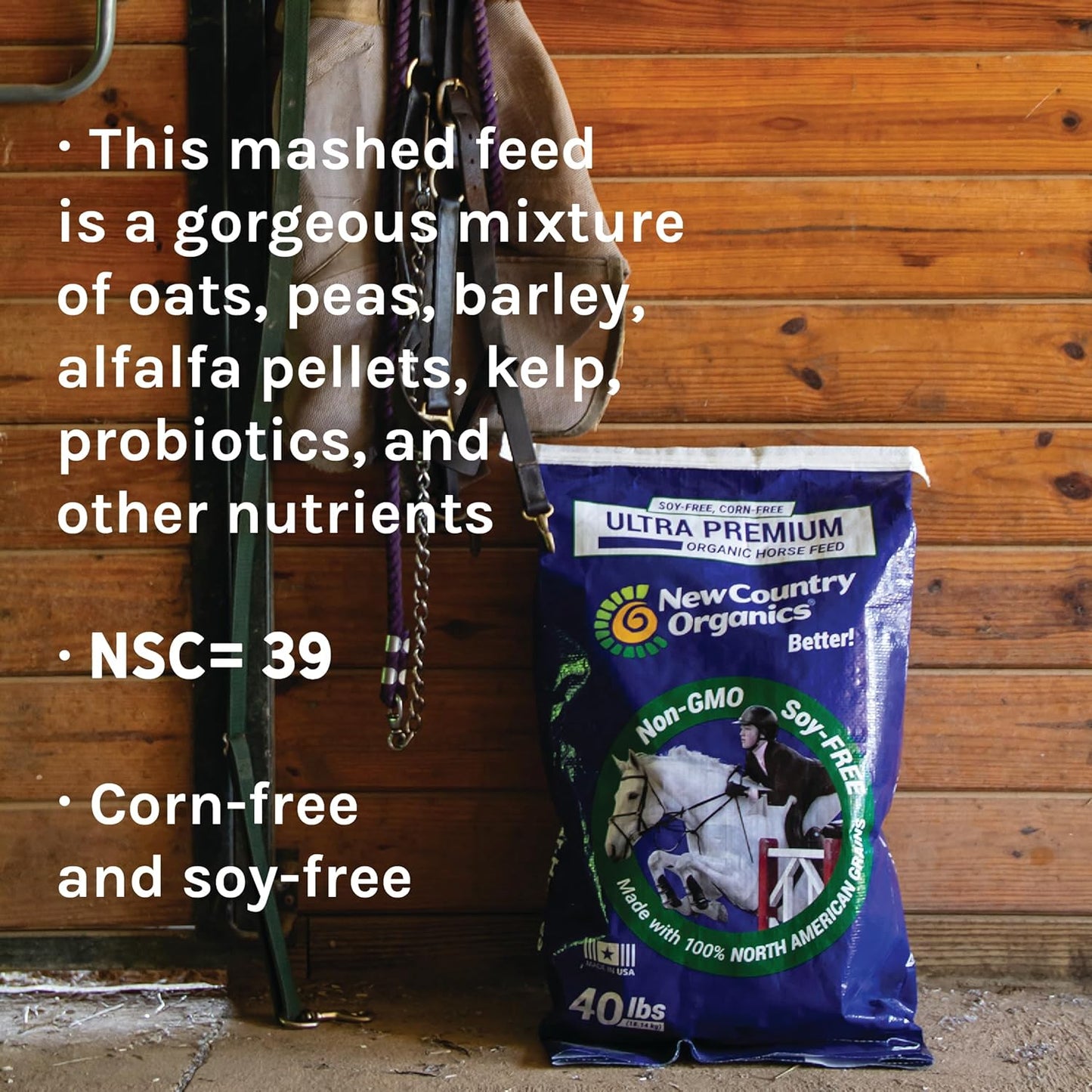 Certified Organic Performance Horse Feed with 12% Protein - Corn-Free and Soy-Free - 40 lbs Horse Feeder with Grains and Oats - Ideal for Horses in Light to Moderate Work