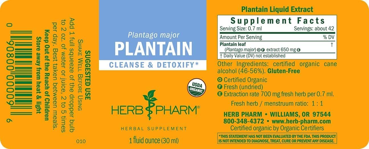 Certified Organic Plantain Liquid Extract for Cleansing and Detoxification - 2 Pack - 1 Ounce each