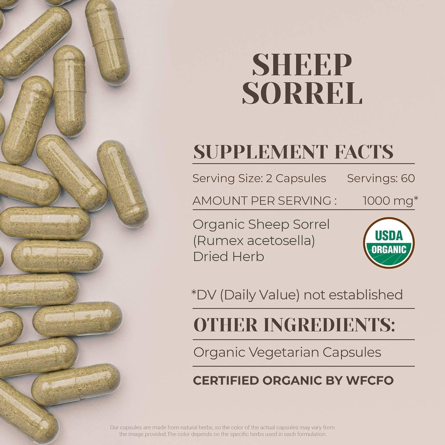 Certified Organic Sheep Sorrel Capsules for Circulatory Health - 120 High-Potency Vegetarian Capsules with USDA Organic Ingredients