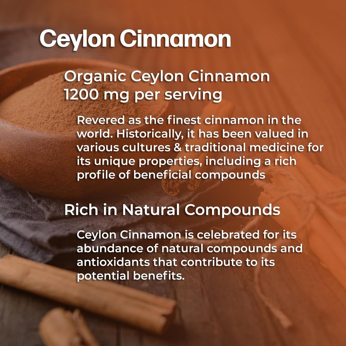 Certified Organic Socotra Health Ceylon Cinnamon Capsules - Non-GMO, Gluten Free, Antioxidant Benefits, Healthy Metabolism Support, Natural Energy Supplement - 60 Vegan Capsules