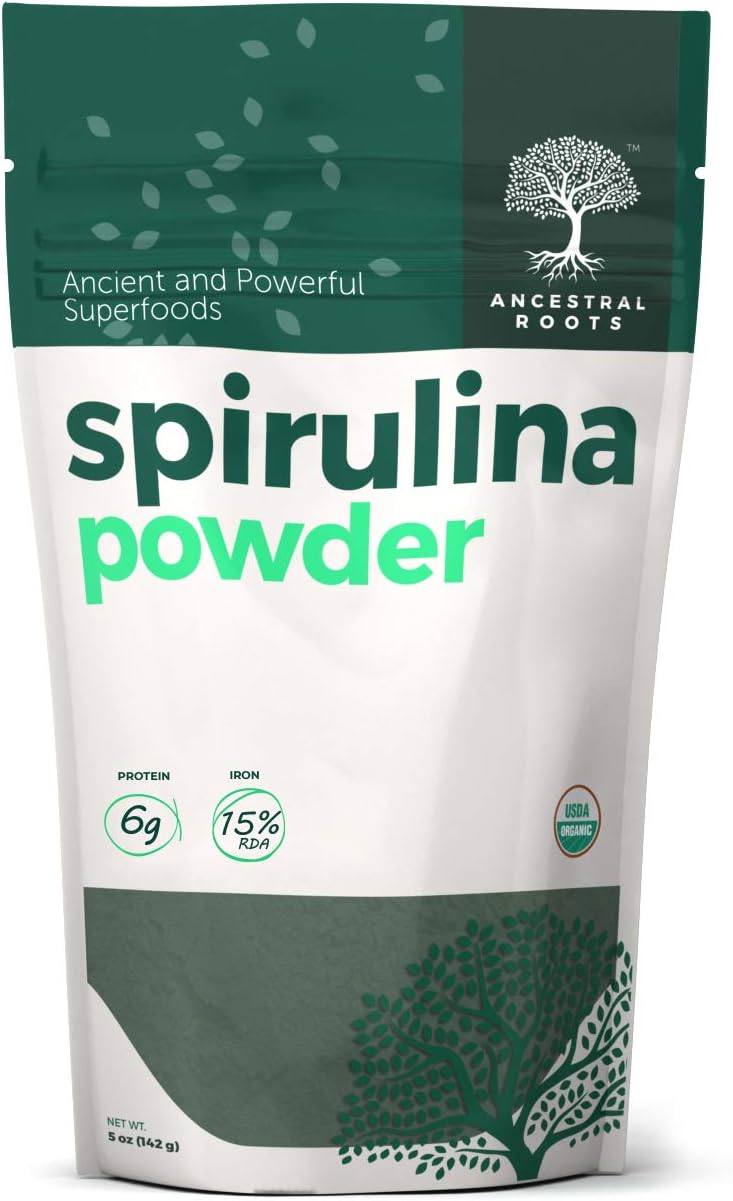 Certified Organic Spirulina Powder - 5 oz Vegan Superfood Rich in Nutrients for Immune Support & Optimal Health