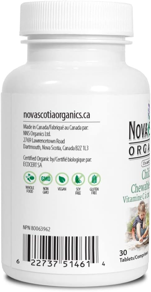 Certified Organic Vegan Children's Chewable Vitamin C with Organic Acerola Berries - 30 Tablets