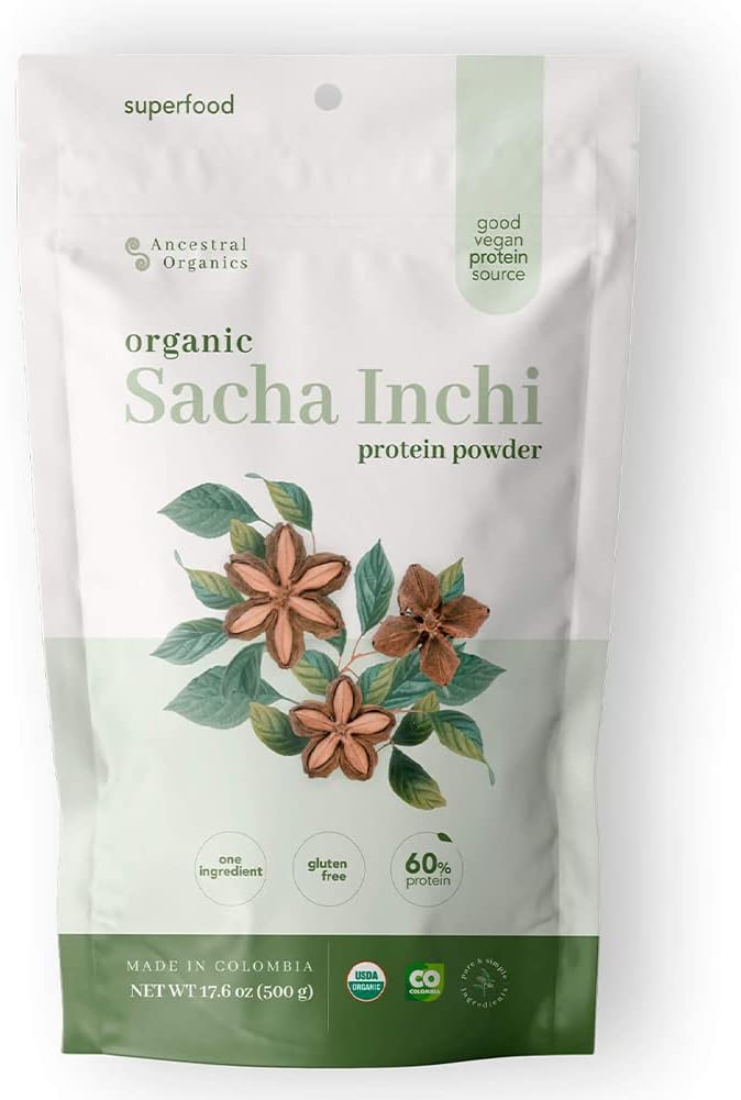 Certified Organic Vegan Protein Powder with Sacha Inchi - 17g Plant Based Protein - Gluten, Dairy, and Sugar Free - Nutrient Rich and Highly Digestible - 1.1lb