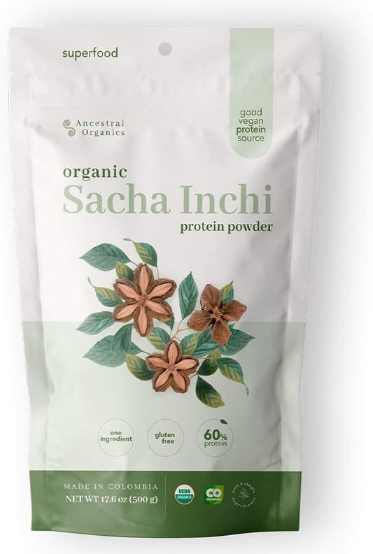 Certified Organic Vegan Protein Powder with Sacha Inchi - 17g Plant Based Protein - Gluten, Dairy, and Sugar Free - Nutrient Rich and Highly Digestible - 1.1lb