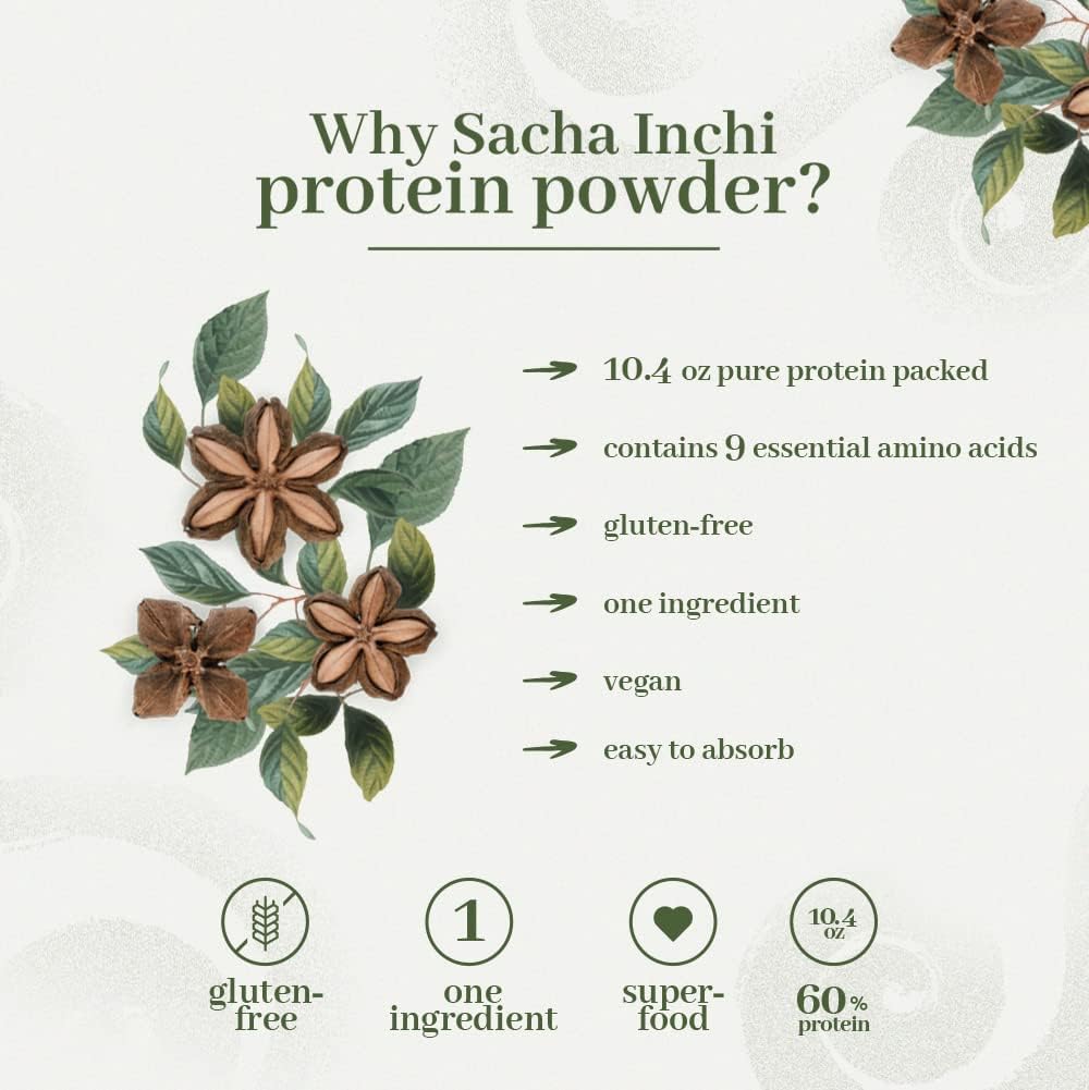 Certified Organic Vegan Protein Powder with Sacha Inchi - 17g Plant Based Protein - Gluten, Dairy, and Sugar Free - Nutrient Rich and Highly Digestible - 1.1lb