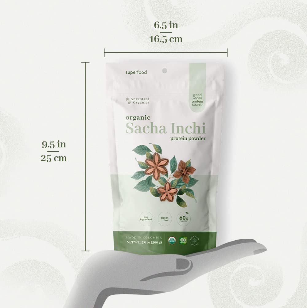 Certified Organic Vegan Protein Powder with Sacha Inchi - 17g Plant Based Protein - Gluten, Dairy, and Sugar Free - Nutrient Rich and Highly Digestible - 1.1lb