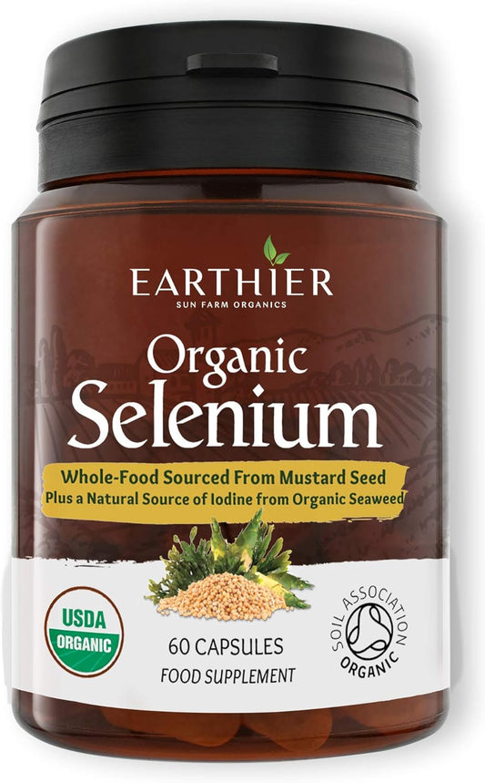 Certified Organic Whole Foods Selenium with Iodine and Silica - 200 mcg - Two Month Supply