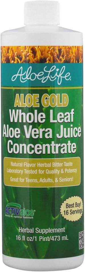 Certified Organic Whole Leaf Aloe Vera Juice with Trace Minerals - Gluten-Free (16 oz)