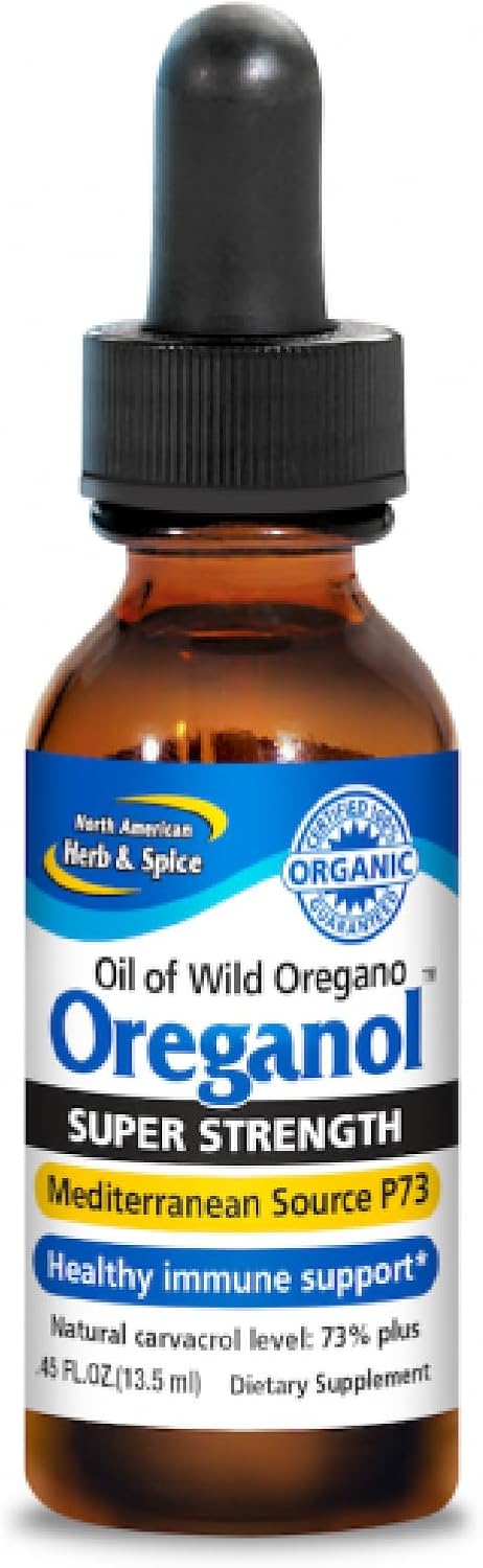 Certified Organic Wild Oregano Oil - Immune System Support - 2 Pack, 0.45 fl oz - North American Herb & Spice Oreganol P73 - 388 Servings