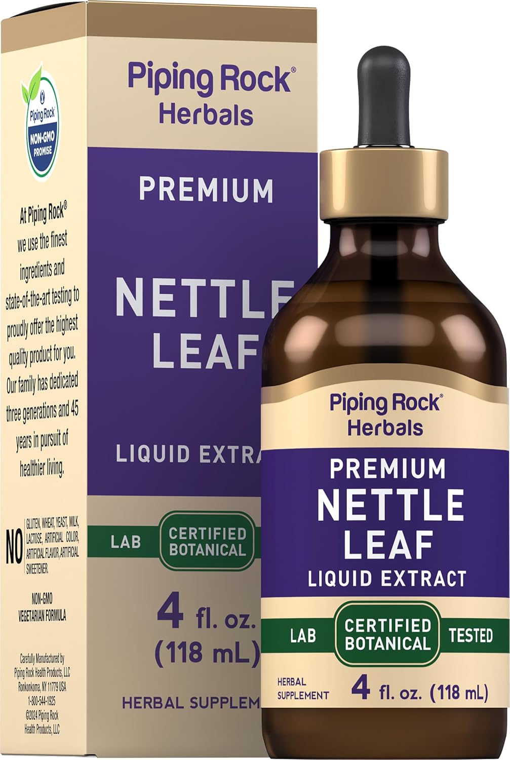 Certified Premium Nettle Leaf Extract Liquid - 4 fl oz - Non GMO, Gluten Free - Alcohol Free Herbal Botanical