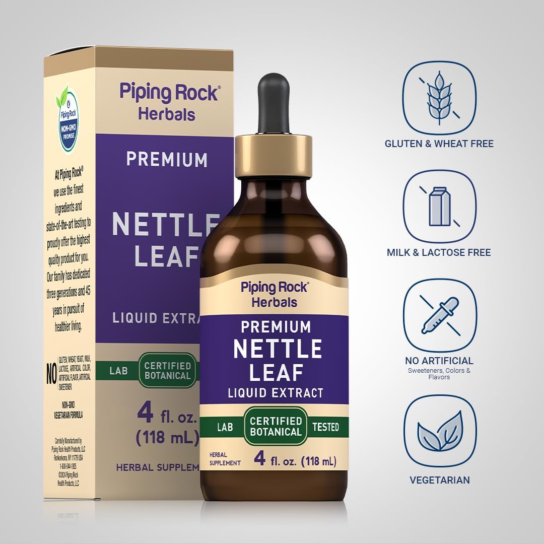 Certified Premium Nettle Leaf Extract Liquid - 4 fl oz - Non GMO, Gluten Free - Alcohol Free Herbal Botanical