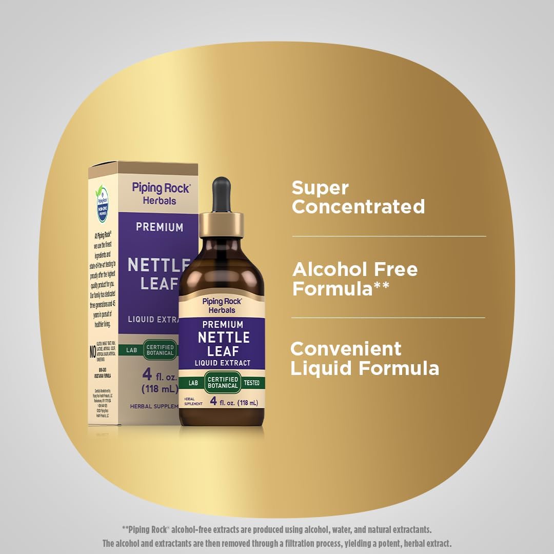 Certified Premium Nettle Leaf Extract Liquid - 4 fl oz - Non GMO, Gluten Free - Alcohol Free Herbal Botanical