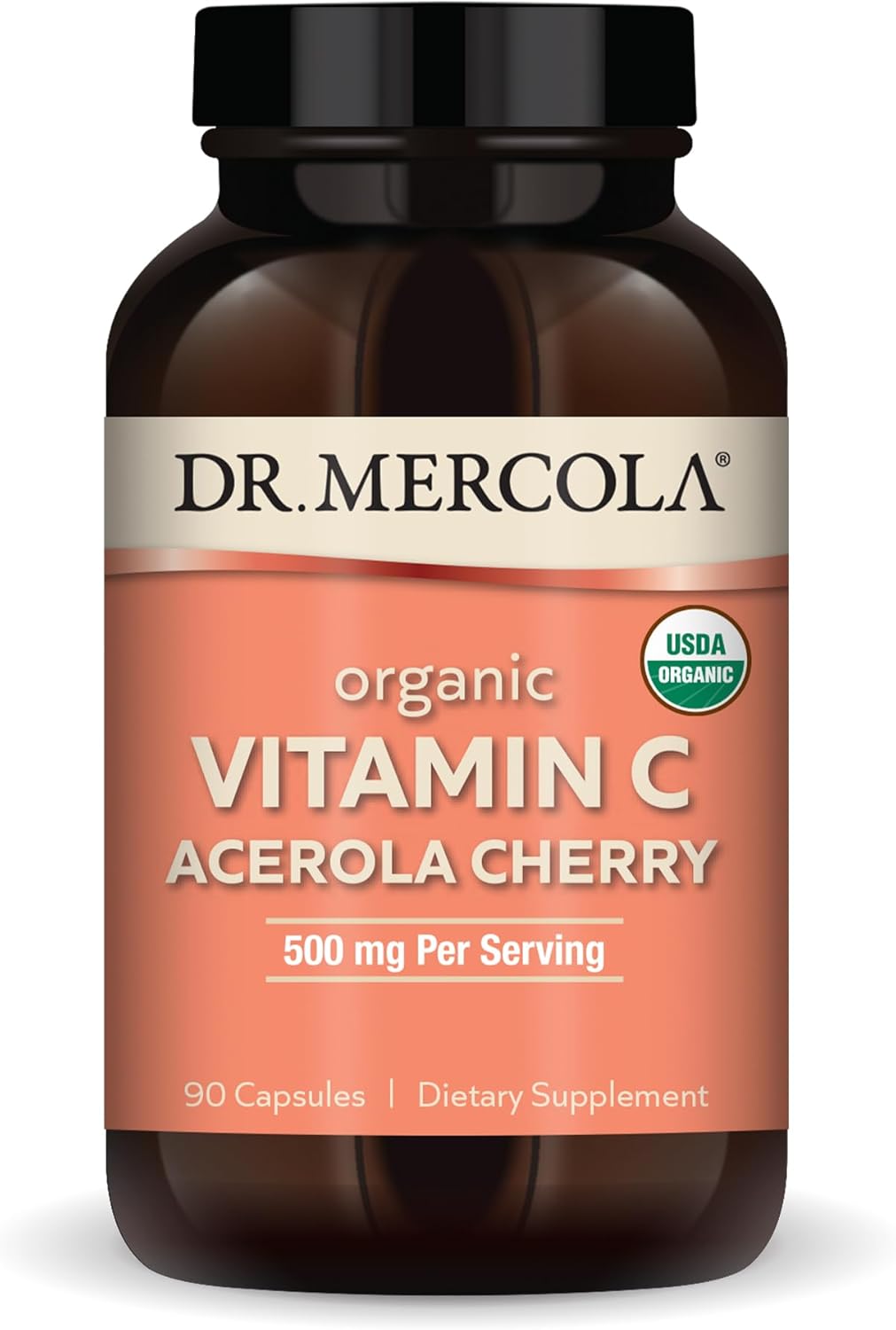Certified USDA Organic Vitamin C Acerola Cherry Capsules - 90 Capsules, 500mg Per Serving - Non-GMO Dietary Supplement for Immune Support