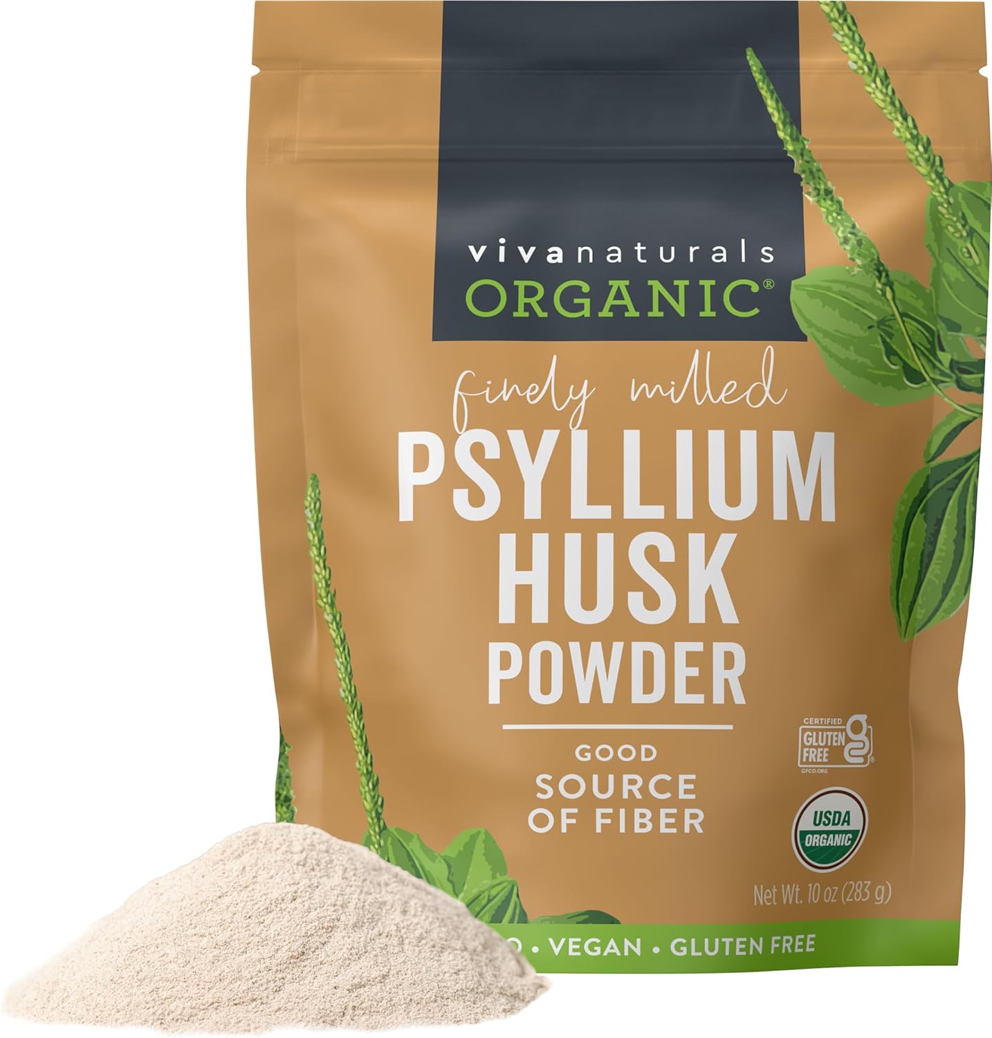 Certified Vegan Organic Psyllium Husk Powder - 10 oz Superfood for Gluten-Free Baking, Juices & Smoothies - Keto, Paleo Friendly