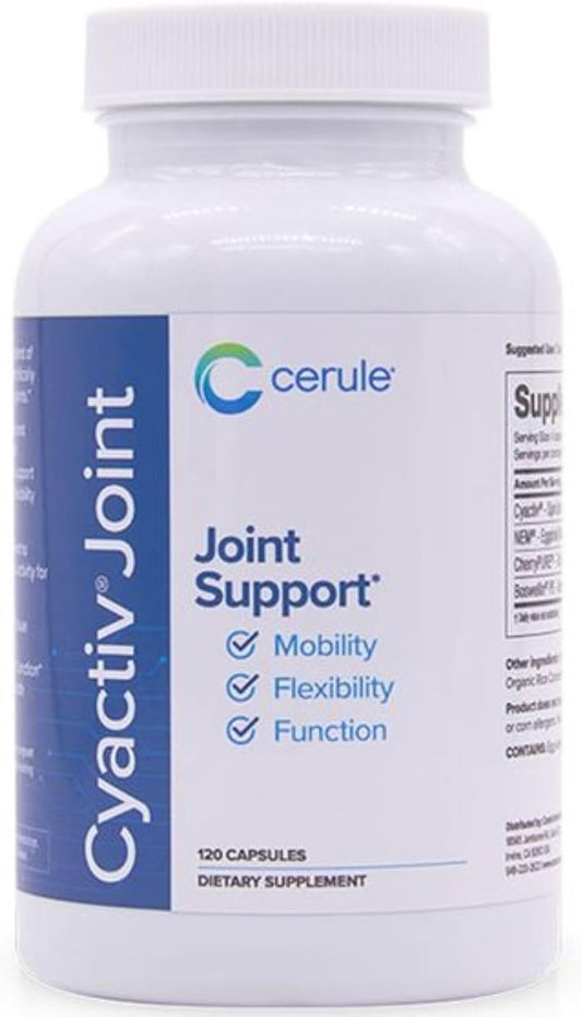 Cerule Cyactiv Spirulina Support Supplements - 60 Vegetarian Capsules for Joint and Muscle Discomfort Relief, Energy Boost, Mobility, and Health