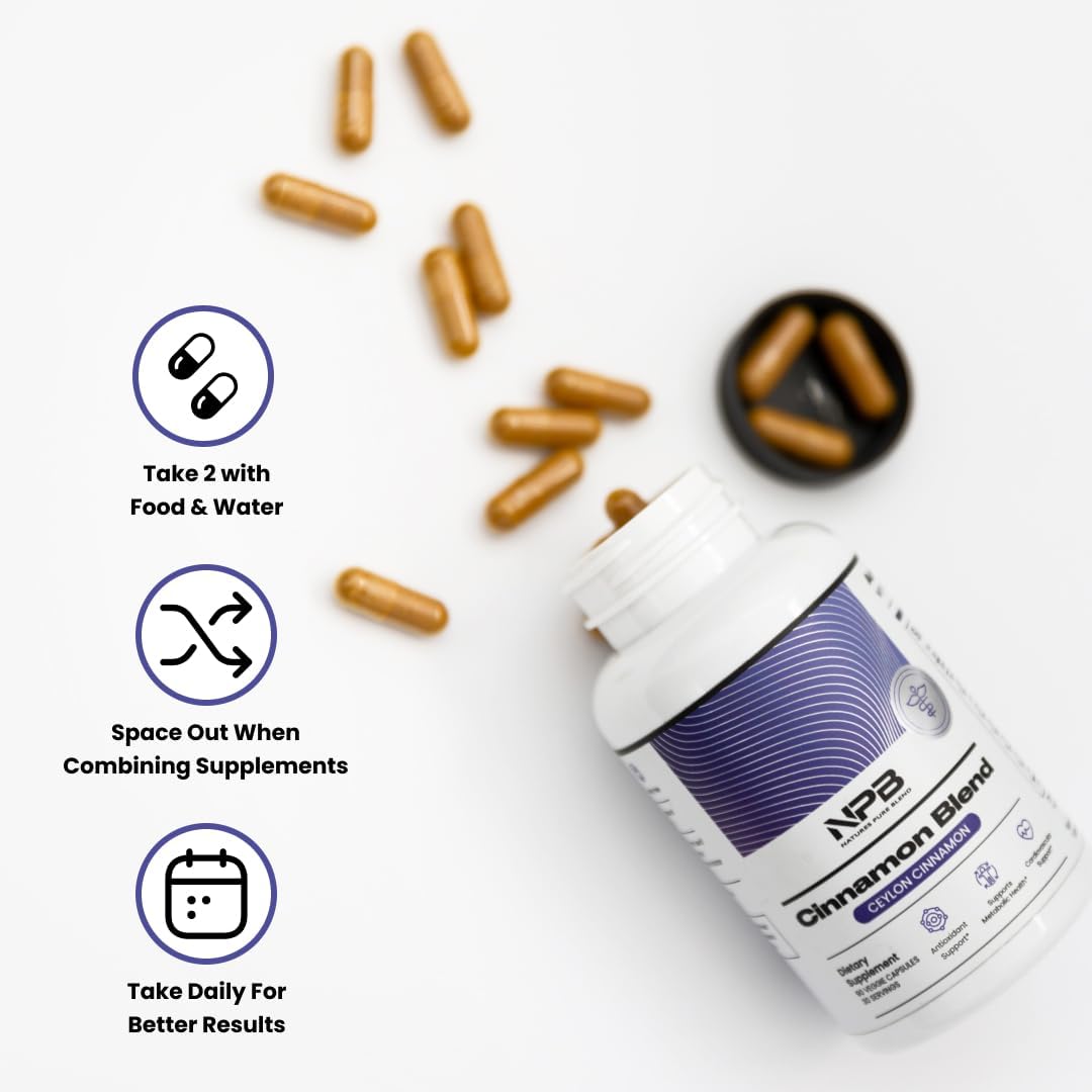 Ceylon Cinnamon and Turmeric Herbal Supplement - 2,225 MG - 90 Veg Caps - Pure Blend with Curcuminoids - Natural Herbs