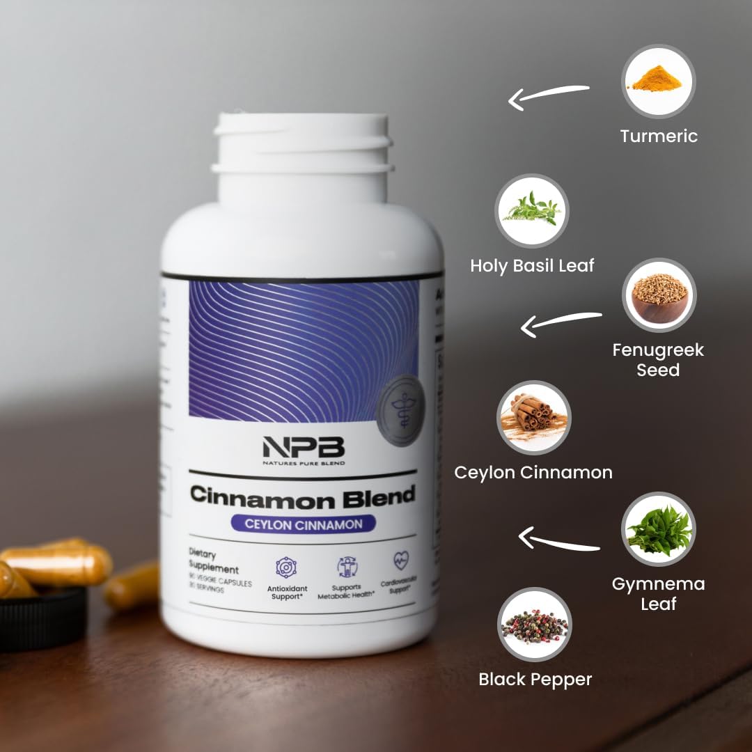Ceylon Cinnamon and Turmeric Herbal Supplement - 2,225 MG - 90 Veg Caps - Pure Blend with Curcuminoids - Natural Herbs