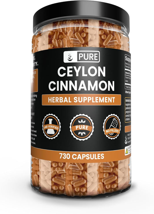 Ceylon Cinnamon Capsules - 730 Count, Pure Ingredients, Lab Verified, No Fillers