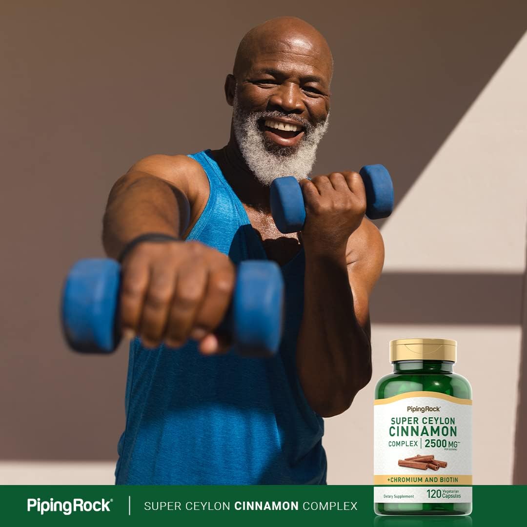 Ceylon Cinnamon Capsules 2500mg with Chromium & Biotin - 120 Pills, Vegetarian, Non-GMO, Gluten Free